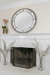 Augusta Silver Finish Circular Wall Mirror With Beveled Glass