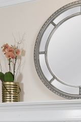 Augusta Silver Finish Circular Wall Mirror With Beveled Glass