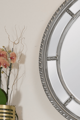 Augusta Silver Finish Circular Wall Mirror With Beveled Glass