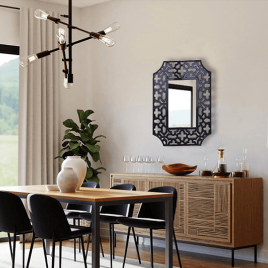 Olivia Large Glossy Black Wall Mirror With Beveled Glass