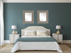 Large Beveled Glass Wall Mirror With Hand Distressed Silver Frame By
