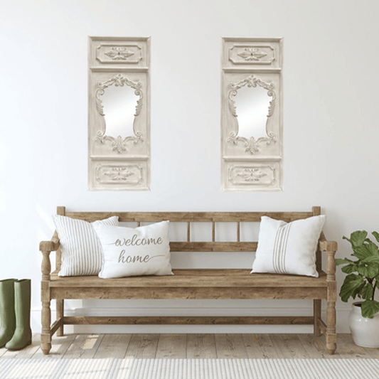 Angelique French Trumeau Stone White Wall Mirror