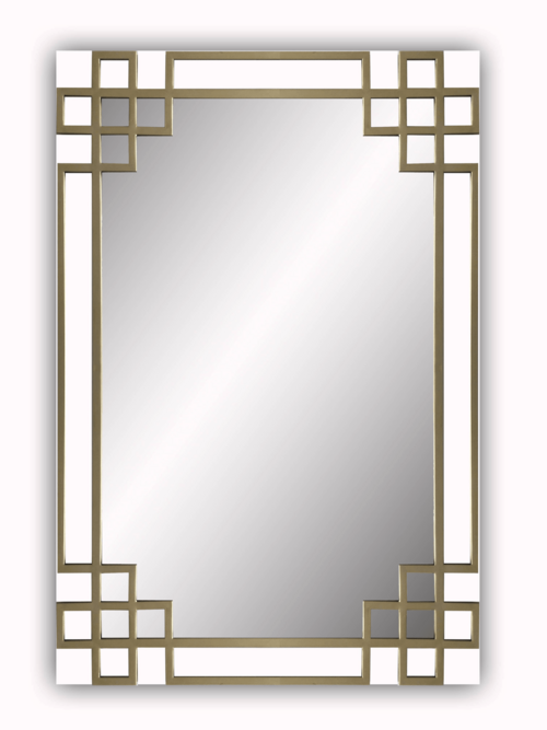 Elegant Glam Overlay Wall Mirror With Beveled Glass And Hand-Painted