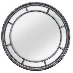Augusta Silver Finish Circular Wall Mirror With Beveled Glass