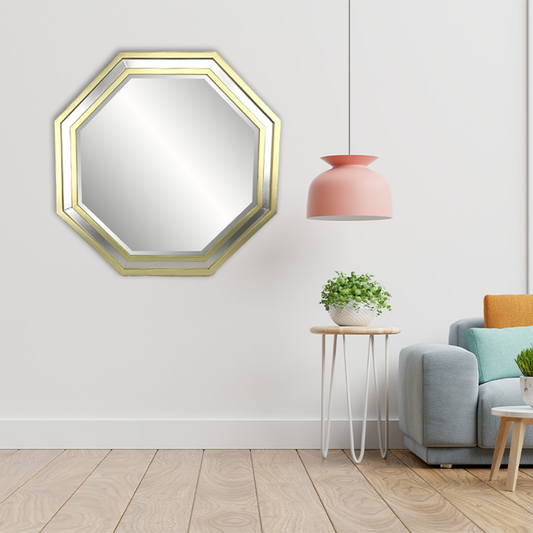 Stella Modern Beveled Octagon Wall Mirror With Hand-Painted Frame