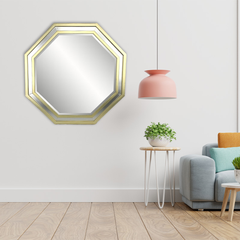 Stella Modern Beveled Octagon Wall Mirror With Hand-Painted Frame