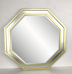 Stella Modern Beveled Octagon Wall Mirror With Hand-Painted Frame