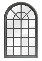 Distressed Grey Arched Window Pane Mirror