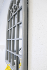 Distressed Grey Arched Window Pane Mirror