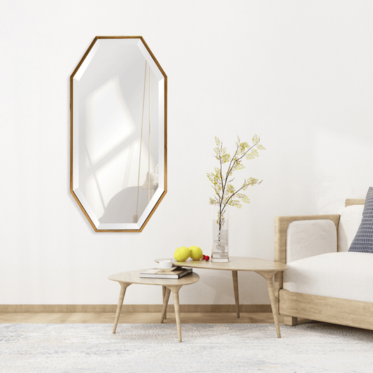 Mia Modern Brushed Gold/Silver Octagon Tray Frame Wall Mirror