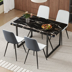Table and chair set.Modern Black Marble Pattern MDF Dining Table