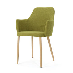 Classic Twist Dining Chair Set with Contoured Support in Green Fabric