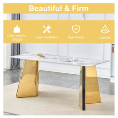 The luxurious cold jade dining table , paired with electroplated