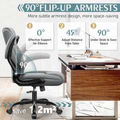 Leather Office Chair, PU Home Computer Desk Chairs with Ergonomic Back