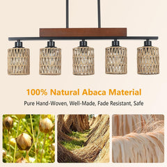 Rattan Farmhouse Chandeliers for Dining Room, Boho Kitchen Island