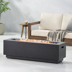 Modern Dark Grey 40' Outdoor Iron Propane Fire Pit, 50,000 BTU, Sleek