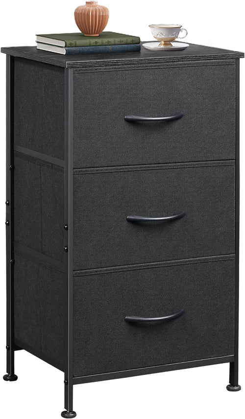 Dresser with 3 Drawers, Fabric Nightstand, Organizer Unit, Storage