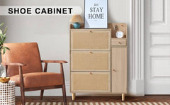 Modern minimalist storage cabinet, Japanese rattan shoe cabinet, bed