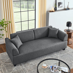 Linen Fabric 3 Seat Sofa with Two End Tables and Two Pillows,