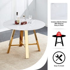 Modern minimalist white patterned circular dining table and coffee