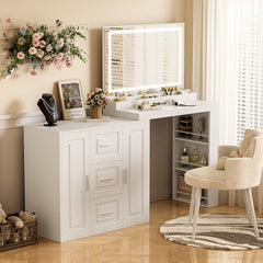 59' Makeup Vanity Desk with Mirror, Vanity Mirror with Lights,