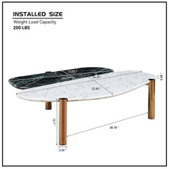 Faux Marble Coffee Tables Accent Tea Tables with Gold Metal Foot for