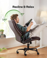 Executive Office Chair with Flip-Up Armrests,Pu Leather Ergonomic Desk