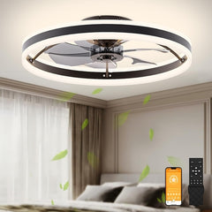 Low Profile Ceiling Fans with Lights and Remote, 23.6In Flush Mount