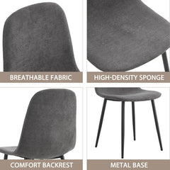 Modern Mid-Century Style Dining Chairs Set of 4 with Soft Linen Fabric
