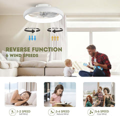 Ceiling Fans with Lights, Flush Mount Ceiling Fan with Alexa/Google