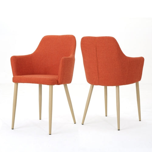 Mid Century Modern Fabric Upholstered Dining Chairs Armchairs in Muted