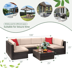 7 Pieces Outdoor Sectional Sofa Patio Furniture Sets Manual Weaving