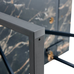 Table and chair set.Modern Black Marble Pattern MDF Dining Table Set -