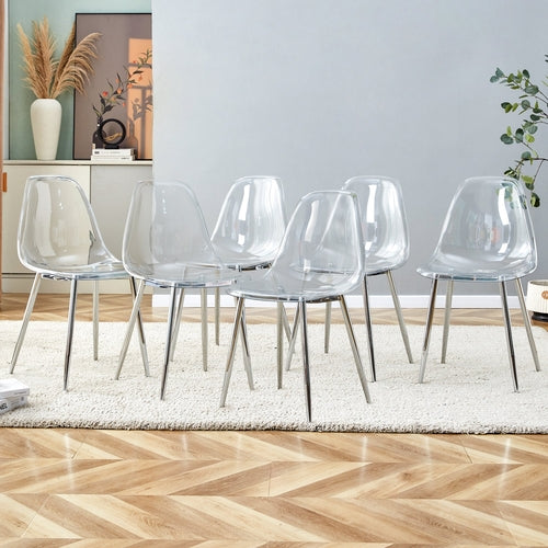 Modern minimalist transparent dining chair, plastic chair, armless