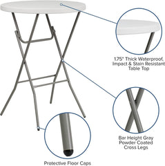 Round Folding Plastic Bar Table in White