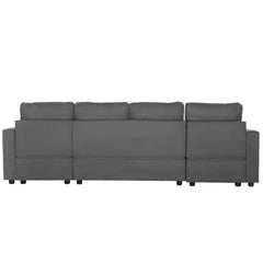 Modern Convertible Sectional Sofa with Storage Chaise Lounges and USB
