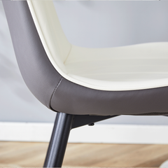 Modern Minimalist Dining Chair Set - Extended Seat Cushion, White/Dark