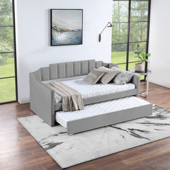 Velvet Daybed with Trundle Upholstered Tufted Sofa Bed,  both Twin