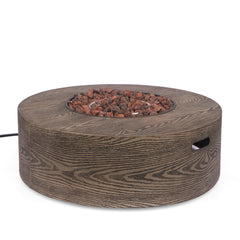 AIDAN ROUND IRON FIRE PIT - 50,000 BTU TANK OUTSIDE