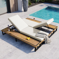 Outdoor Chaise Lounge Chair Set of 2 with 5-Position Adjustable