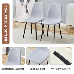 Comfortable Linen-Cotton Dining Chair Set - Six Pieces in Light Gray