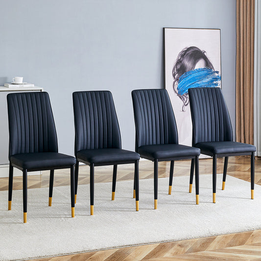 A set of 4 dining chairs, black dining chair set, PU material high