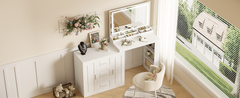 59' Makeup Vanity Desk with Mirror, Vanity Mirror with Lights,