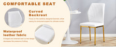 4-Piece Dining Set with 36.6'' Round Tempered Glass Table & White-Gold
