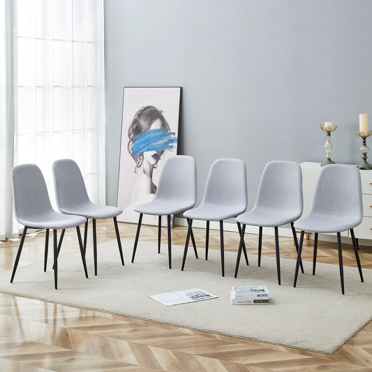 Comfortable Linen-Cotton Dining Chair Set - Six Pieces in Light Gray