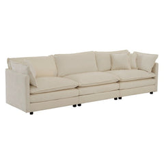 Mid-Century Modern Couch 3-Seater Sofa With 2 Armrest Pillows And 3