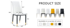 4 Dining Chair Set, White Dining Chair Set, PU Material High Back Seat