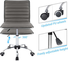 Mid Back Task Chair, Low Back Leather Swivel Office Chair, Vanity