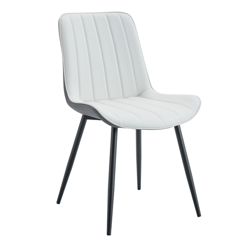 Modern Minimalist Dining Chair Set - Extended Seat Cushion, White/Dark