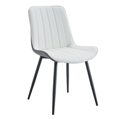 Modern Minimalist Dining Chair Set - Extended Seat Cushion, White/Dark